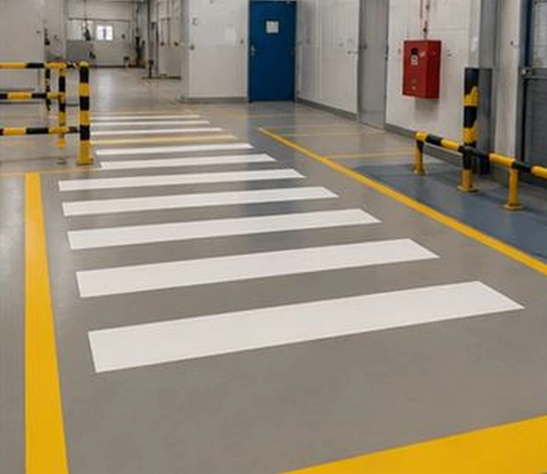 Pintura epóxi industrial e demarcação de piso no CD Fast Shop