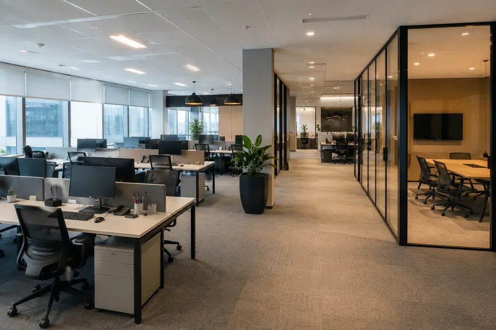 Escritório moderno em ambiente corporativo